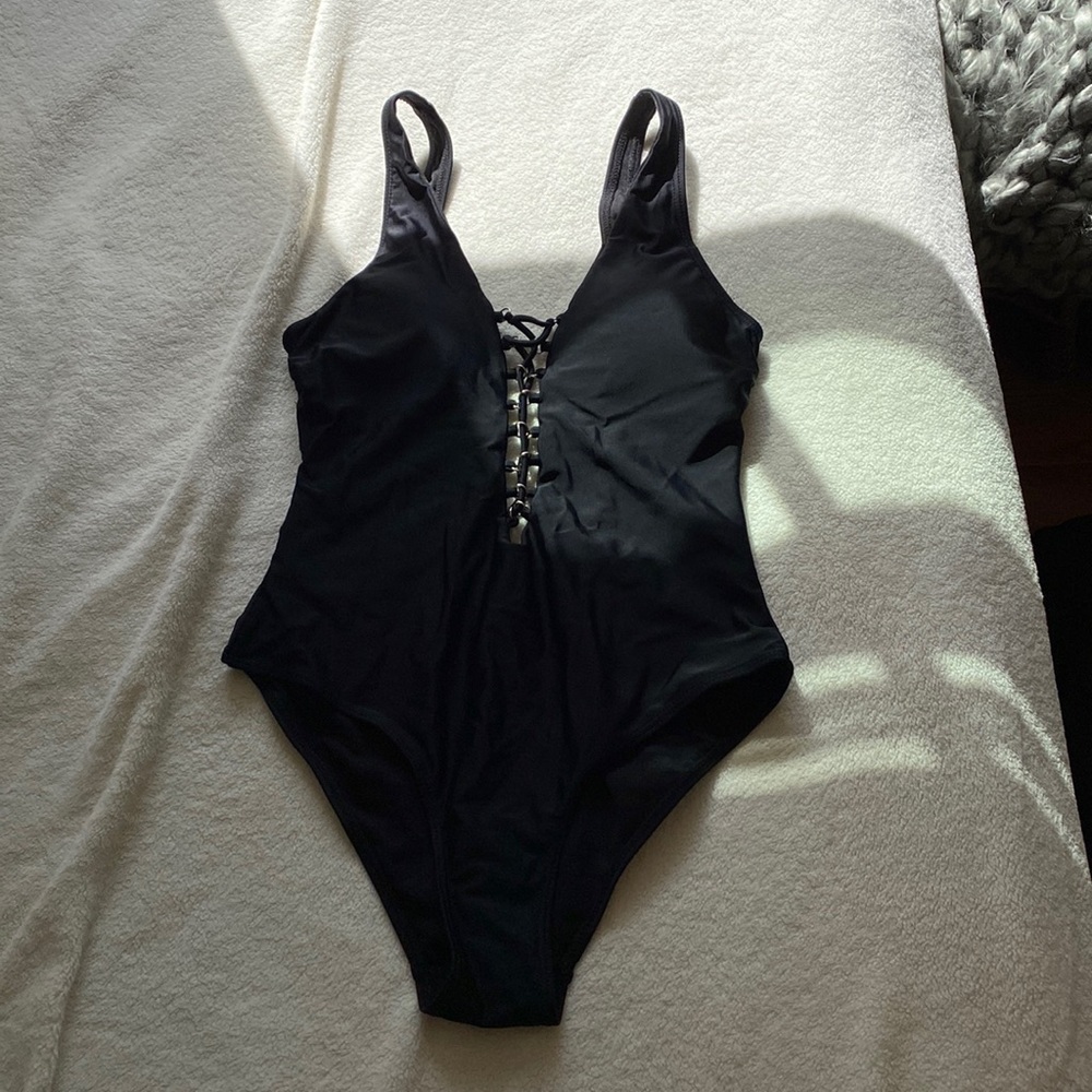 black one piece bathing suit